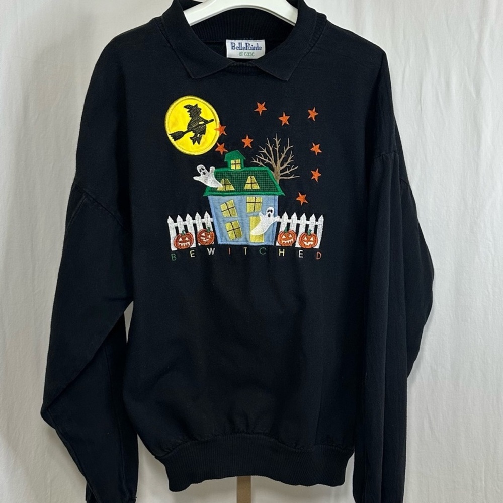 Vintage Belle Pointe embroidered Halloween sweatshirt